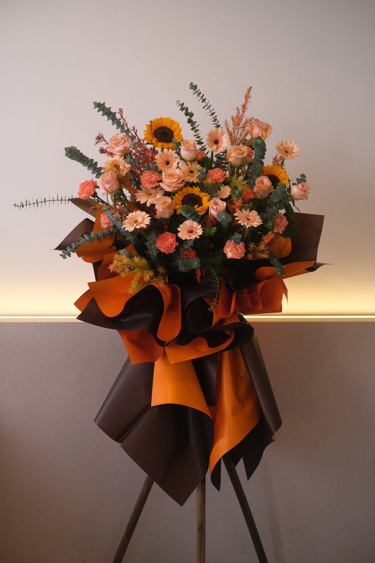 Omakase Opening Grand Opening Flower Stand (Flame Orange) by Bamboo Green Florist, Penang