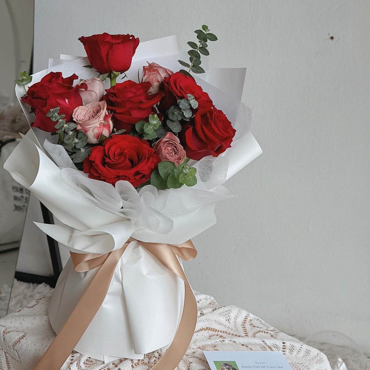 Beloved Ruby Red & Cappuccino Rose Bouquet by CC Flora – view 2