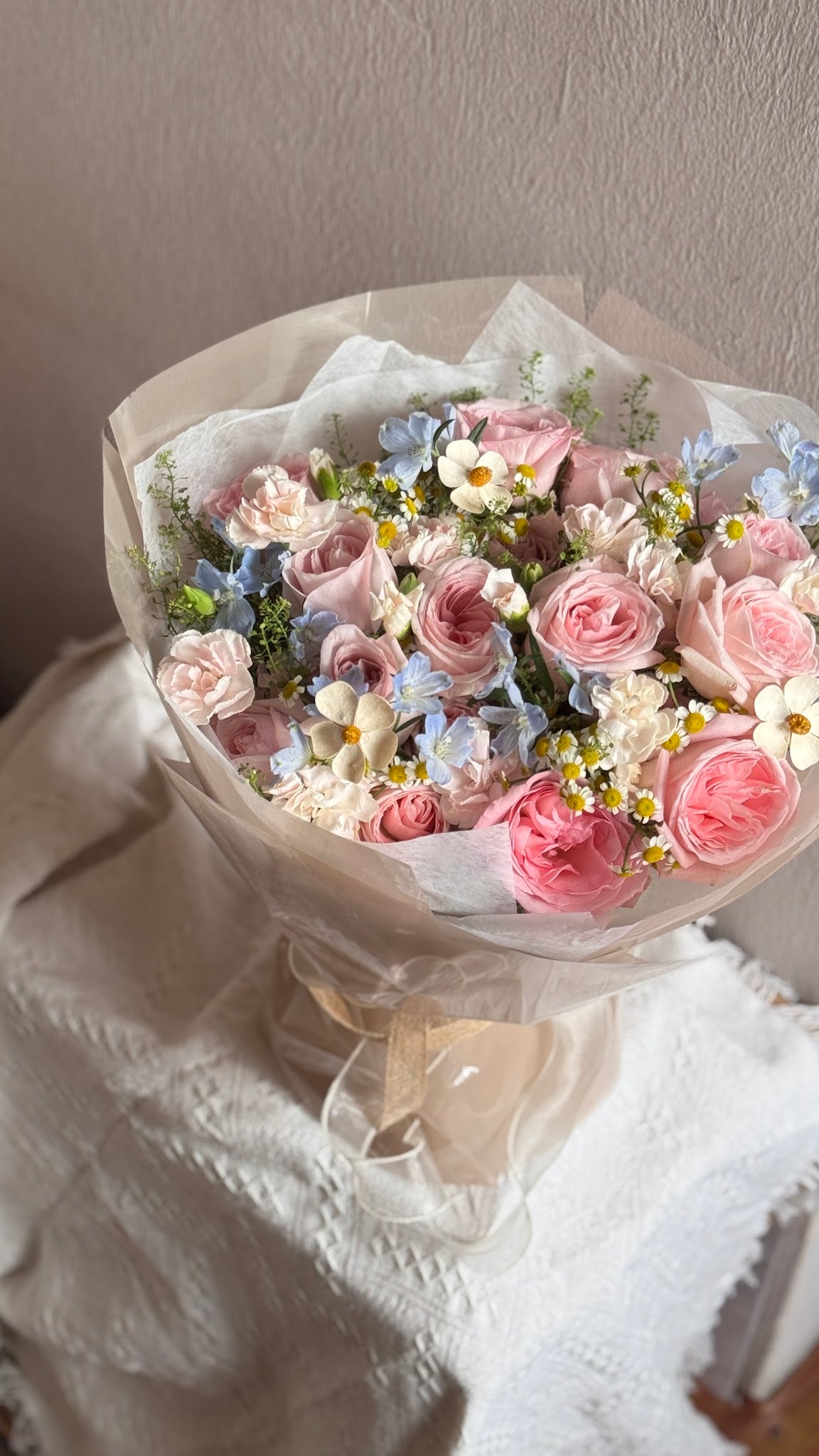 Myst Pink Rose & Carnation Bouquet by CC Flora – view 2