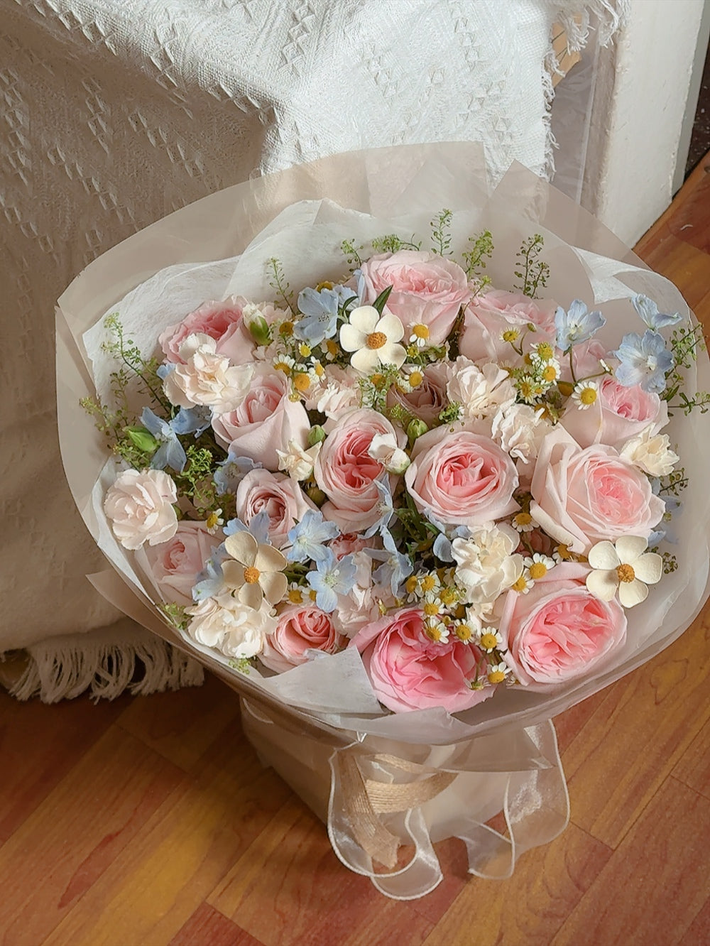 Myst Pink Rose & Carnation Bouquet by CC Flora