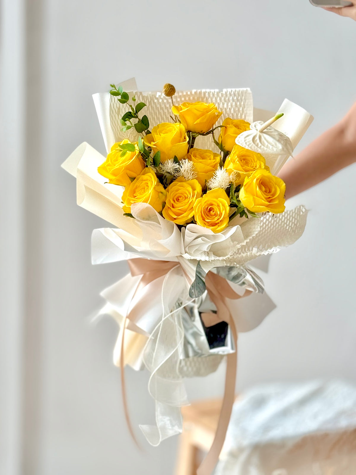 Shine Bright Yellow Rose Bouquet by CC Flora – view 2