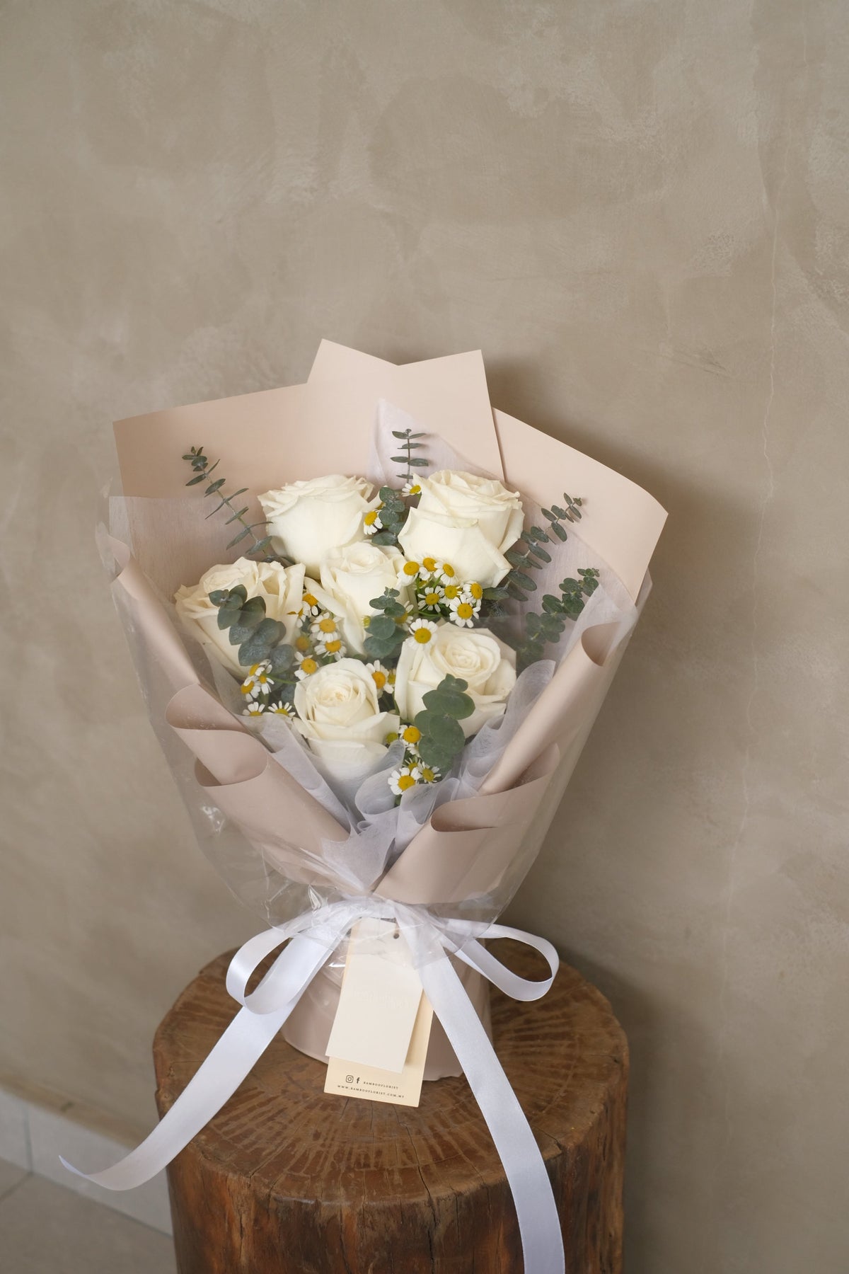 Truly White Rose Bouquet by Bamboo Green Florist, Penang