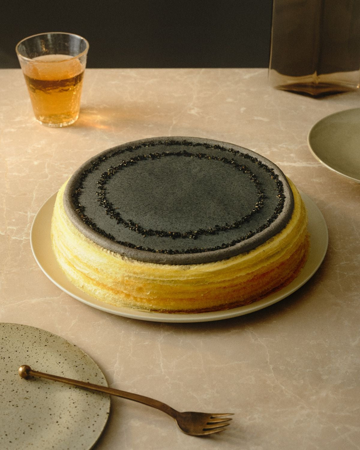 Black Sesame Crepe Cake by Bamboo Green Florist, Penang