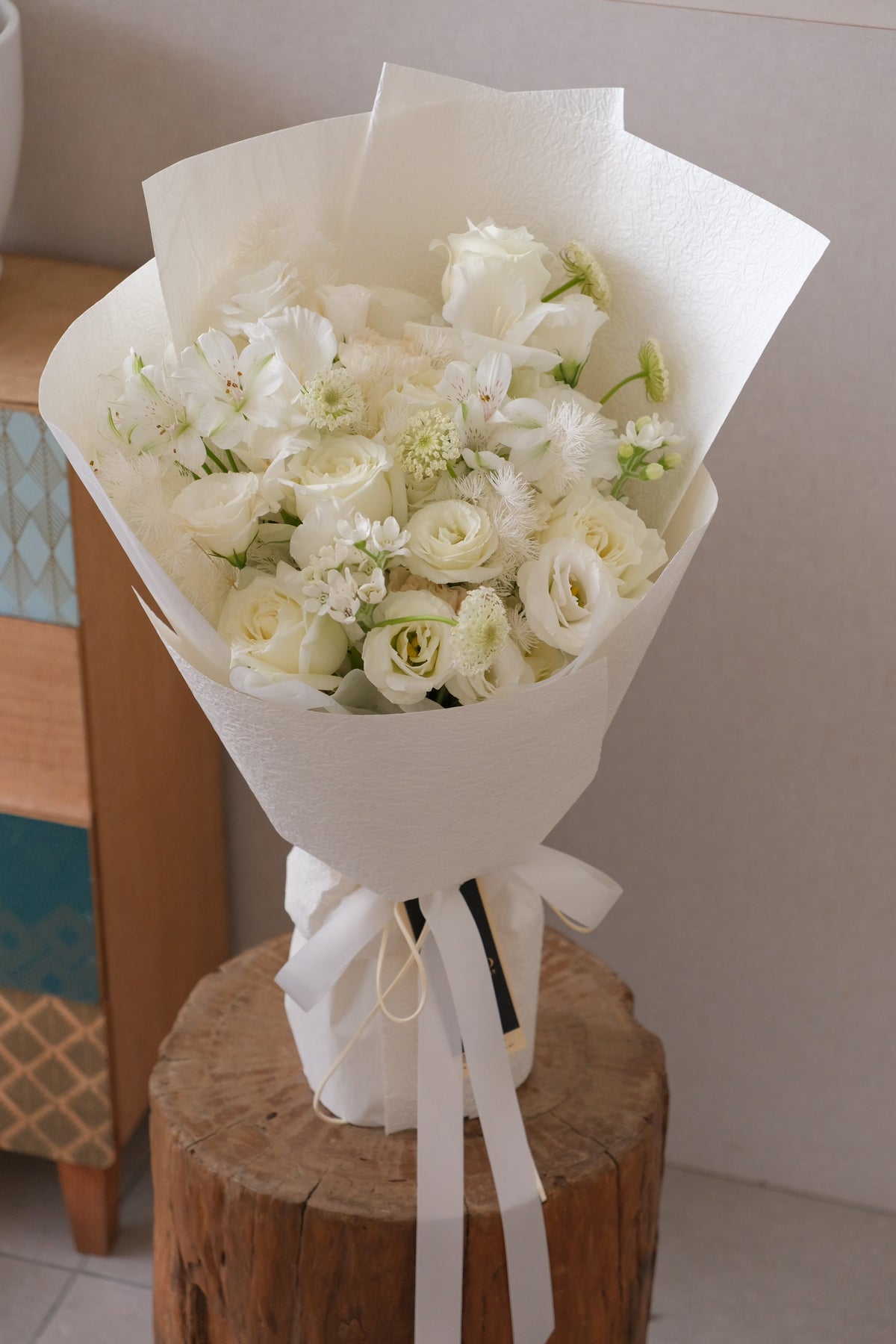 White Pearson Rose Bouquet by Bamboo Green Florist, Penang