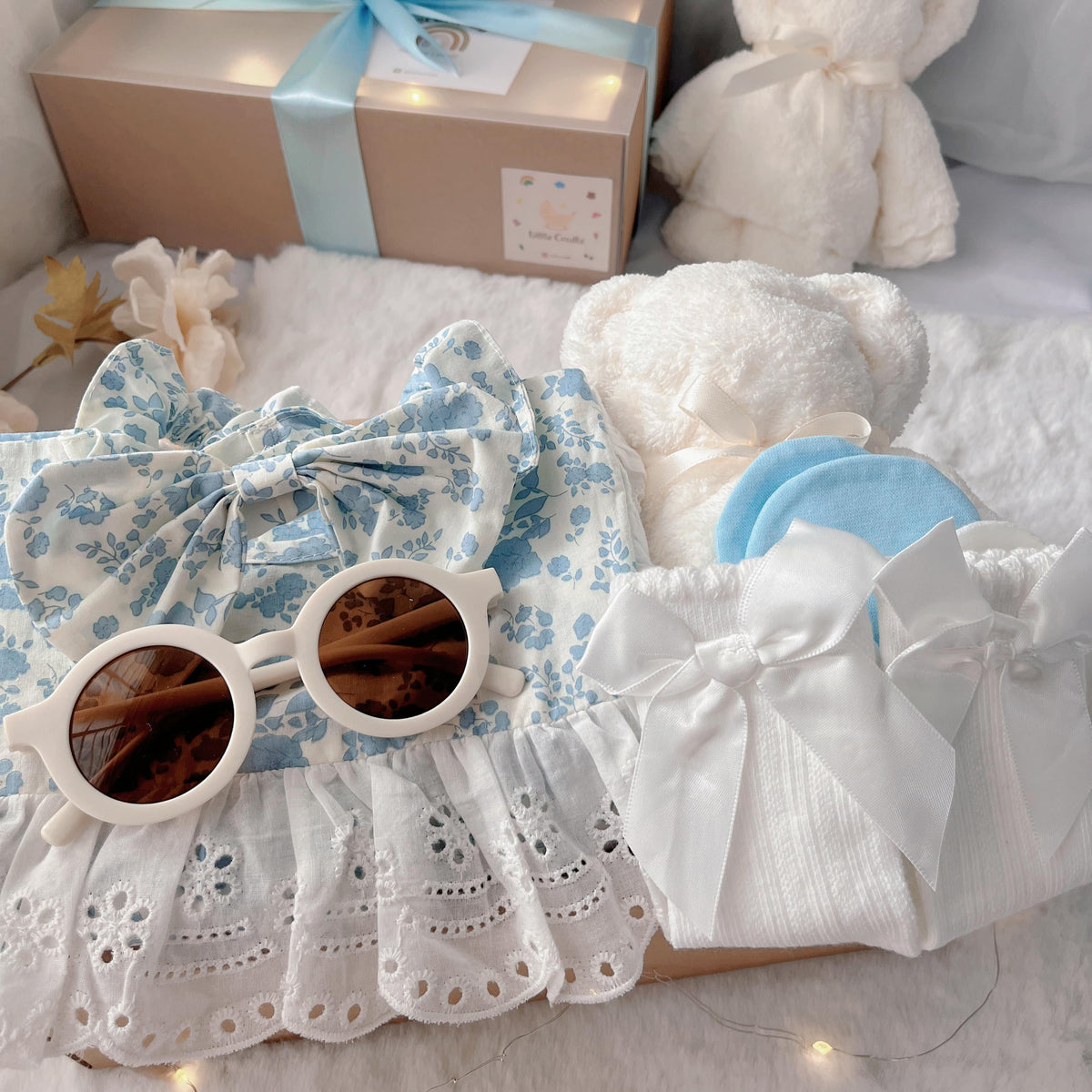 Baby Blue Princess classic baby gift box with blue princess romper
