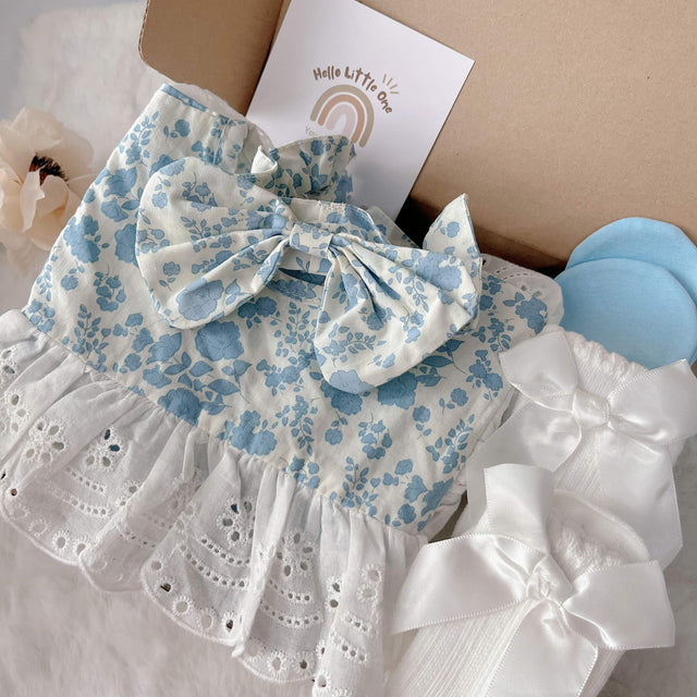Baby Blue Princess standard baby gift box with blue princess romper