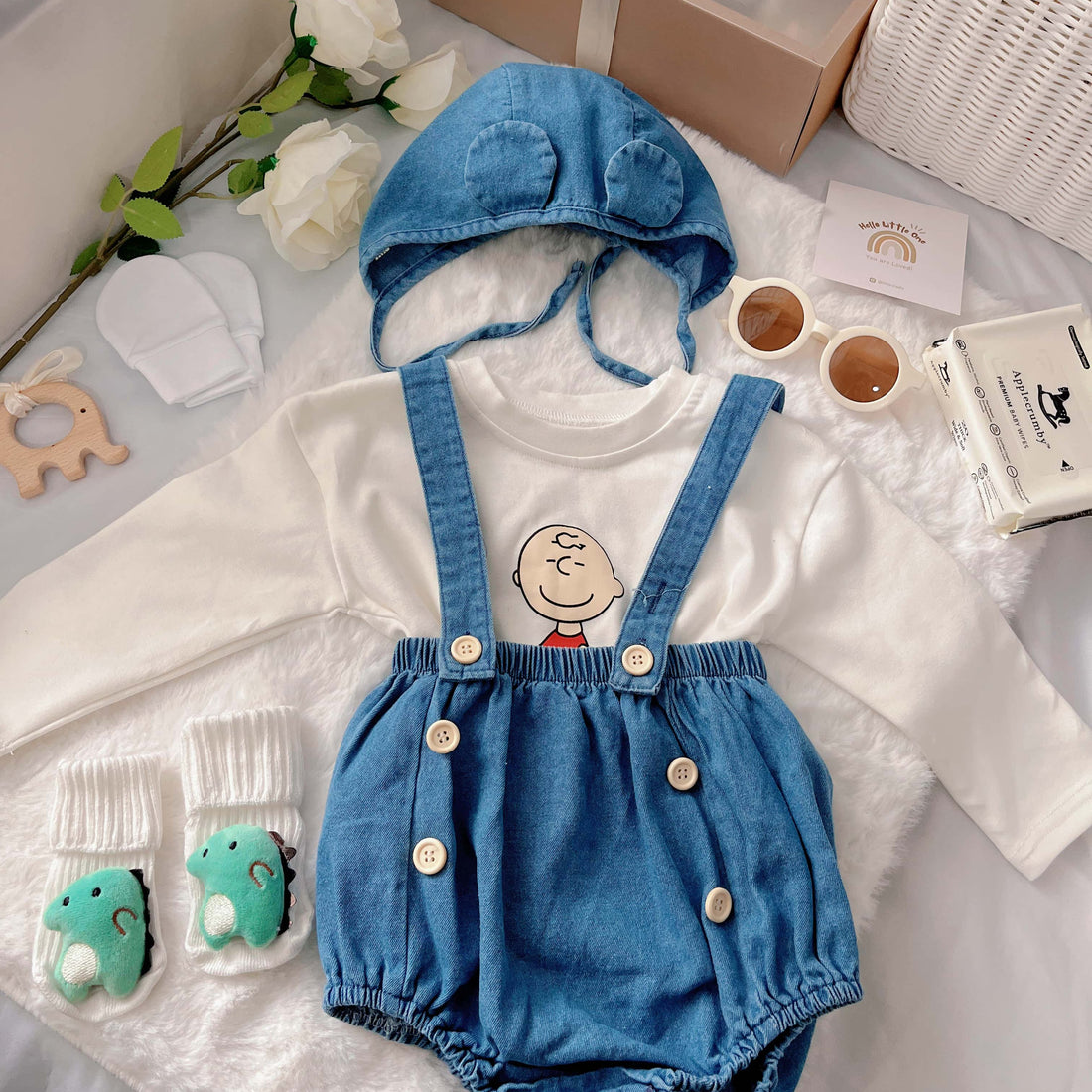 Baby Charlie Brown baby outfit styling – cartoon-style romper