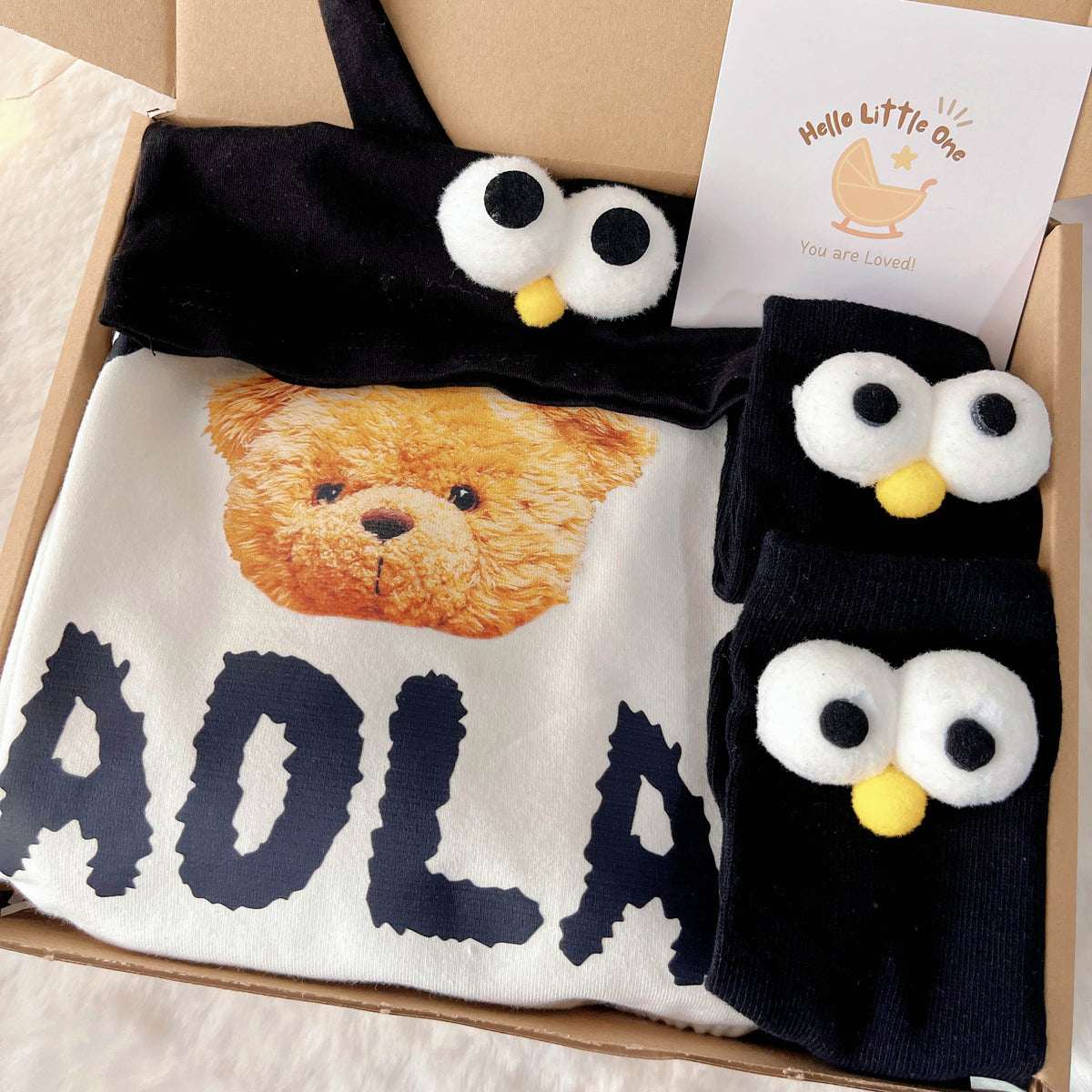 Baby Streetstyle standard baby gift box with black-and-white streetwear romper