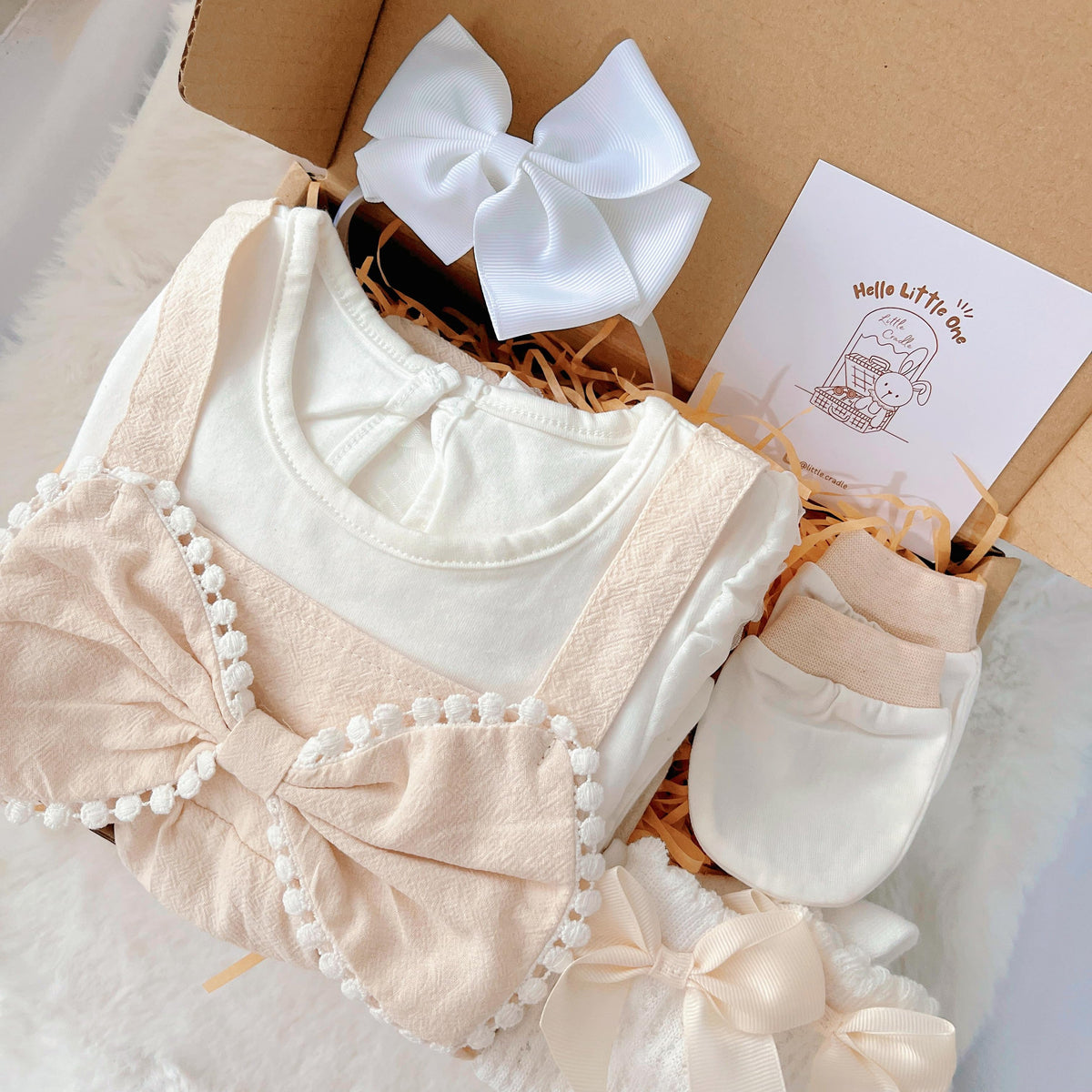 Buttercream Angel standard baby gift box with cream long-sleeve romper