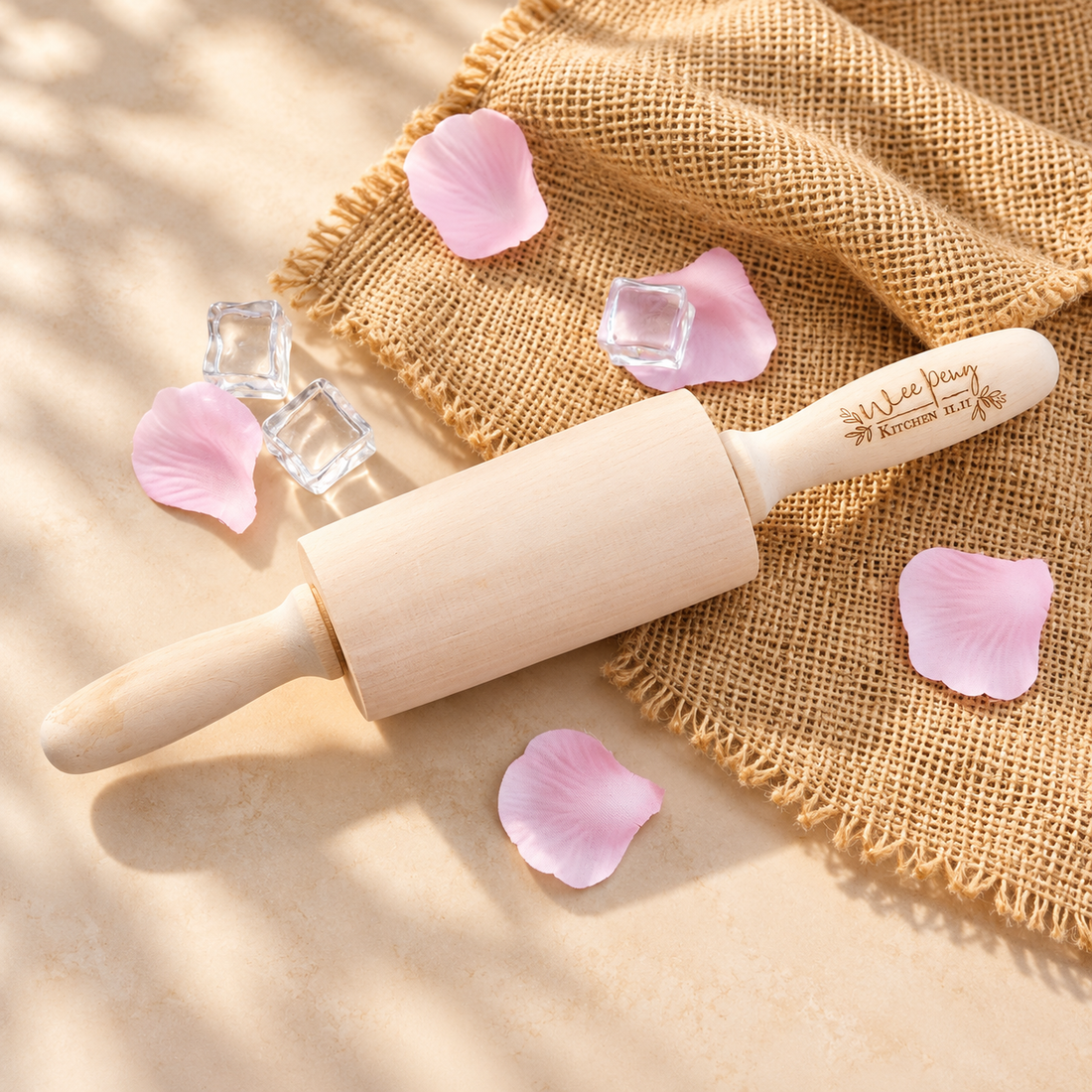 Personalised beech wood rolling pin with engraved name