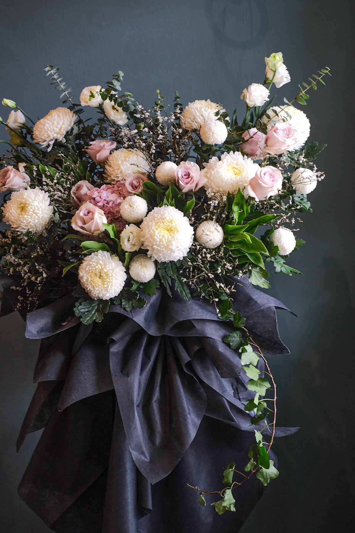 Fondness Time Condolence Wreath by Bamboo Green Florist, Penang, photo 2