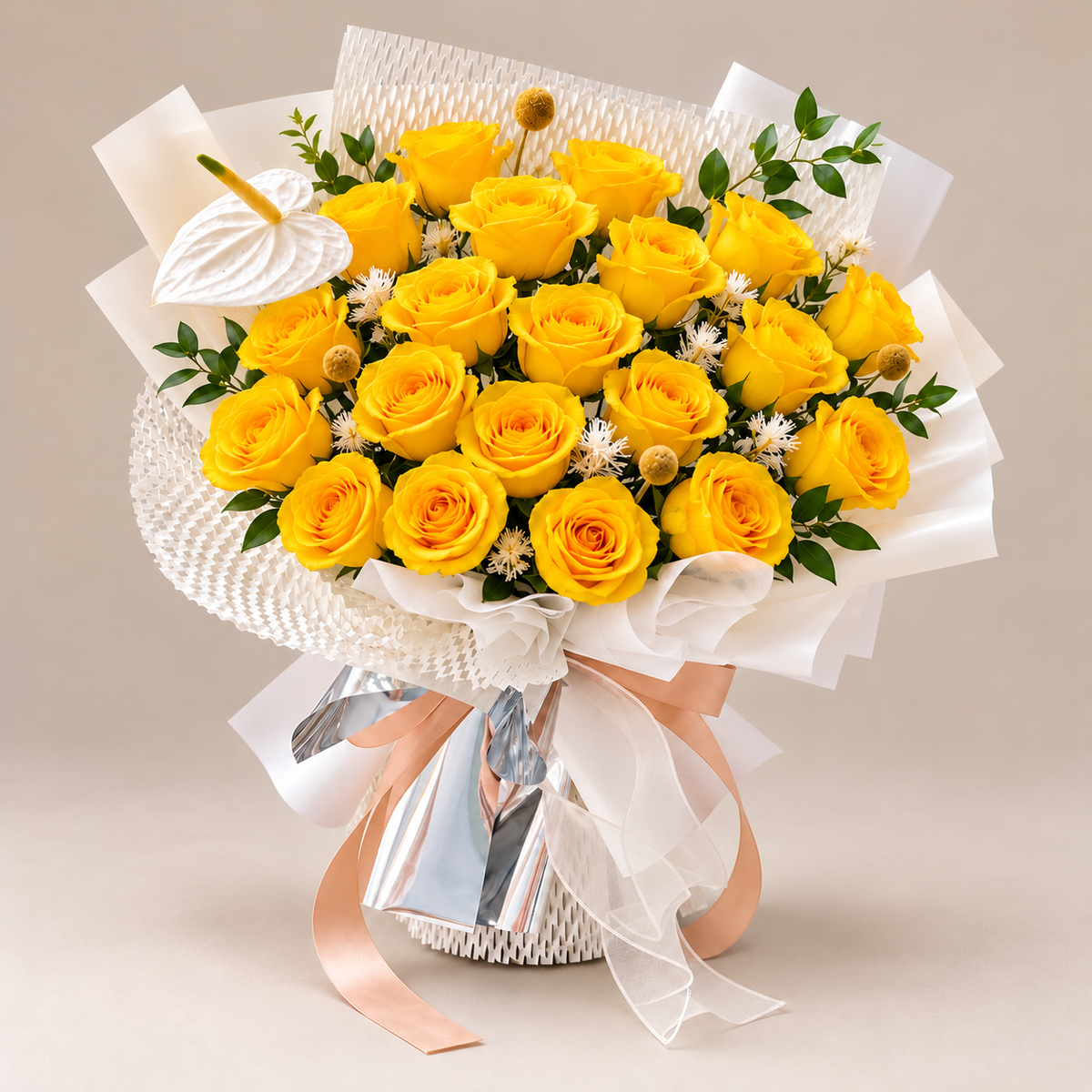 Shine Bright Yellow Rose Bouquet — Statement size, illustrative preview.