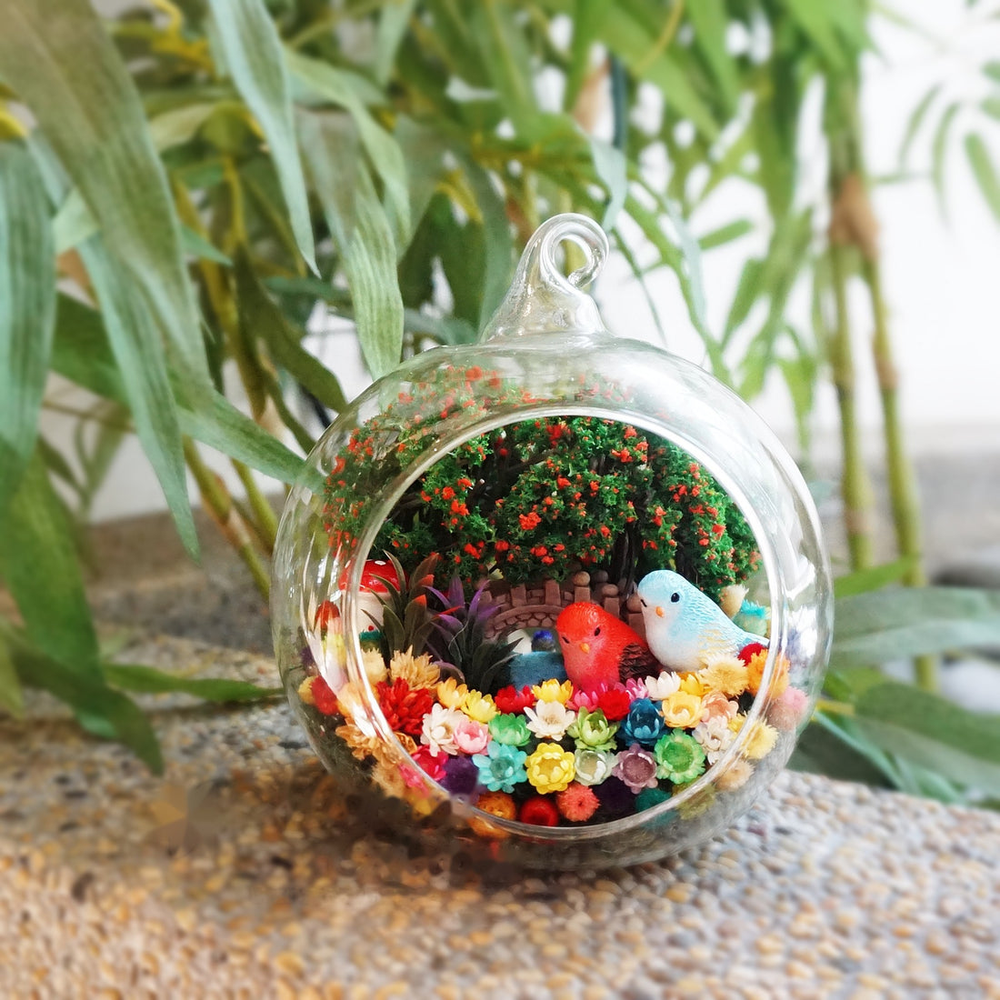 Little Birds preserved flower terrarium