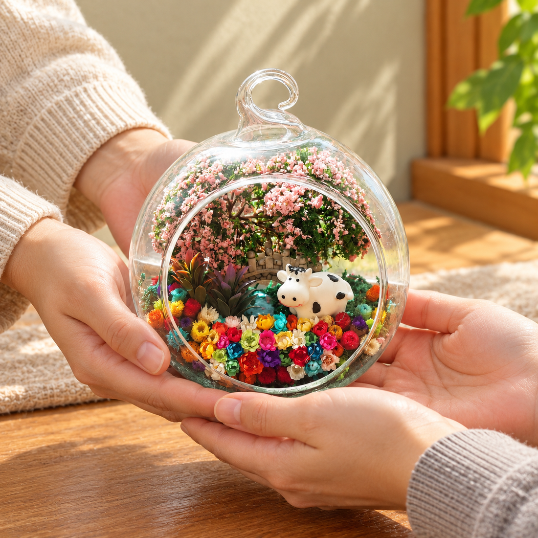 Dairy Cow Preserved Flower Terrarium — gifting moment