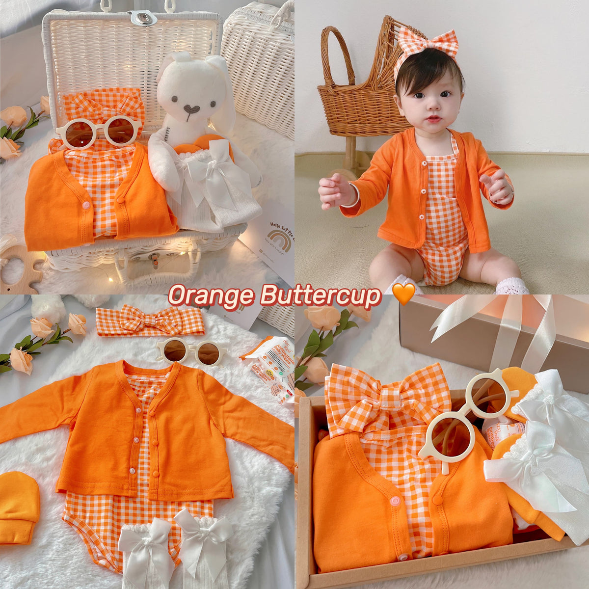 Orange Buttercup baby gift set for newborns and baby showers in Malaysia