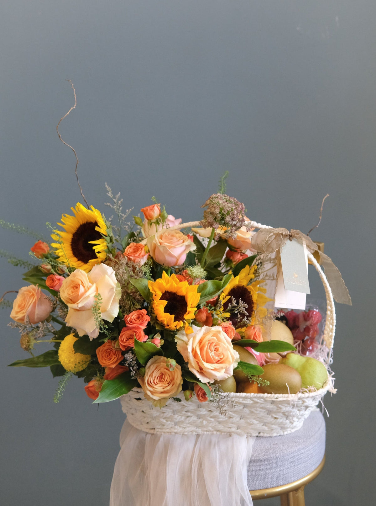 Perk Me Up Fruit & Flower Basket by Bamboo Green Florist, Penang