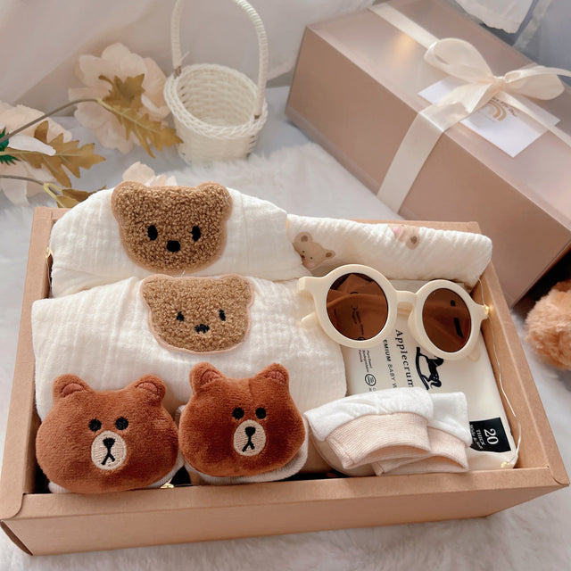 Summer Bear classic baby gift box with bear-themed summer romper