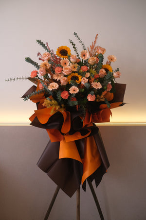 Omakase Opening Grand Opening Flower Stand (Flame Orange) by Bamboo Green Florist, Penang