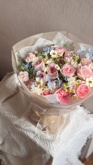 Myst Pink Rose & Carnation Bouquet by CC Flora – view 2