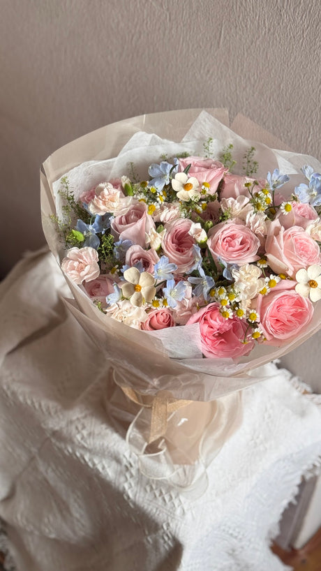 Myst Pink Rose & Carnation Bouquet by CC Flora – view 2