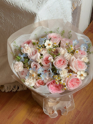 Myst Pink Rose & Carnation Bouquet by CC Flora