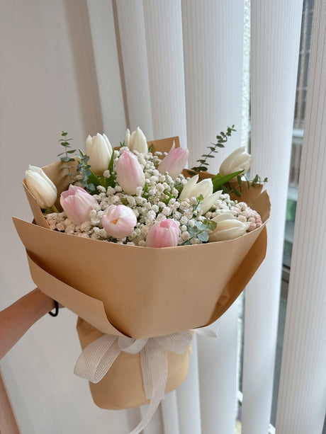 Melody Pink & White Tulip Bouquet by CC Flora