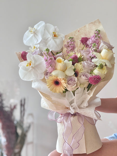 Palette Orchid, Gerbera & Rose Bouquet (Cat-Safe) by CC Flora