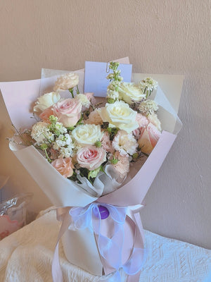 Radiance Pink & White Rose Bouquet (Cat-Safe) by CC Flora