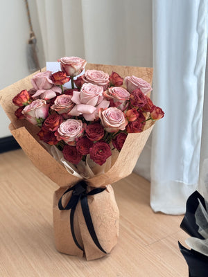 Cappuccino Bubble Rose Bouquet by CC Flora