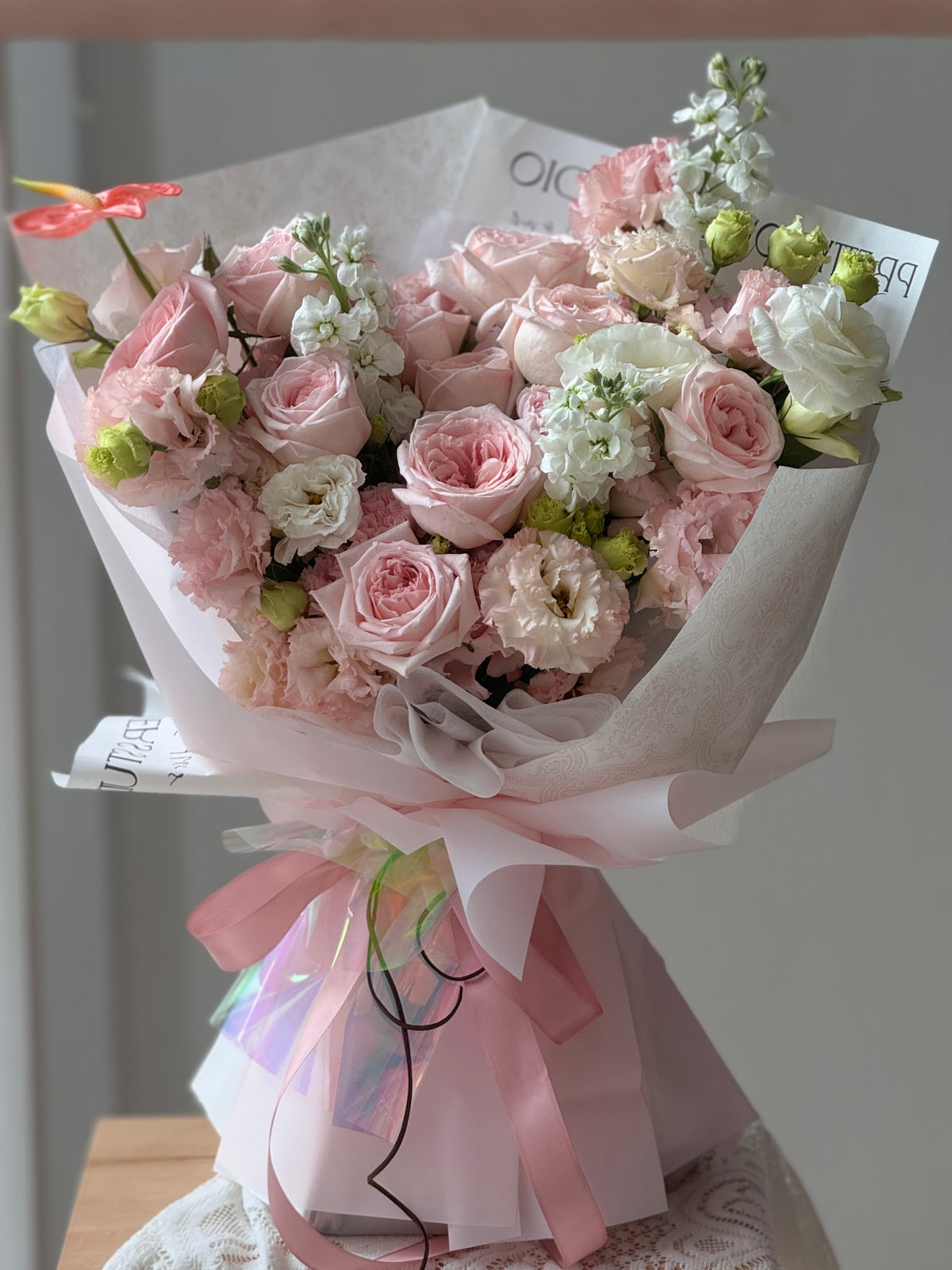Élise Pink Rose, Stock & Eustoma Bouquet by CC Flora – view 2