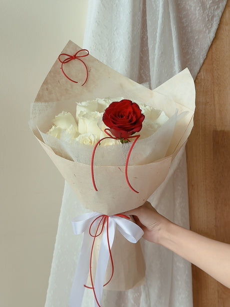Eternel White & Red Rose Bouquet by CC Flora – view 2