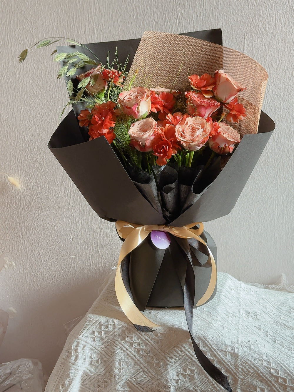 Amora Cappuccino Rose Bouquet by CC Flora