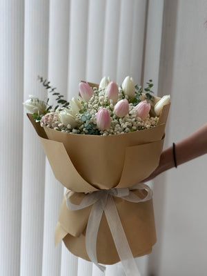 Melody Pink & White Tulip Bouquet by CC Flora – view 2