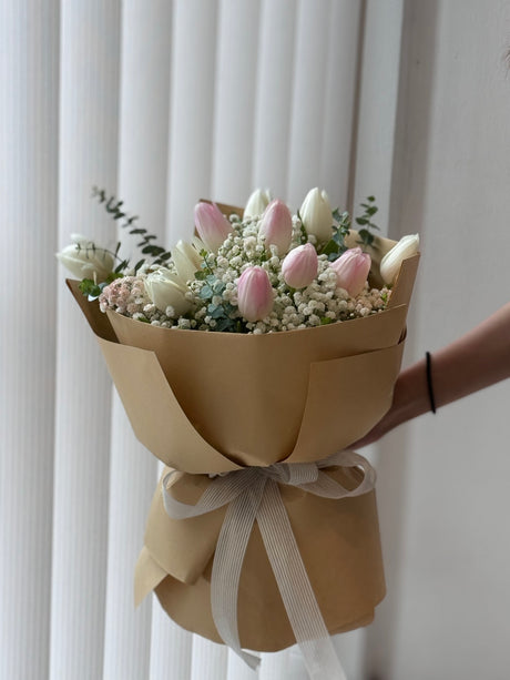 Melody Pink & White Tulip Bouquet by CC Flora – view 2