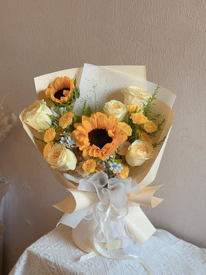 Dawn Sunflower & Yellow Rose Bouquet by CC Flora – view 2