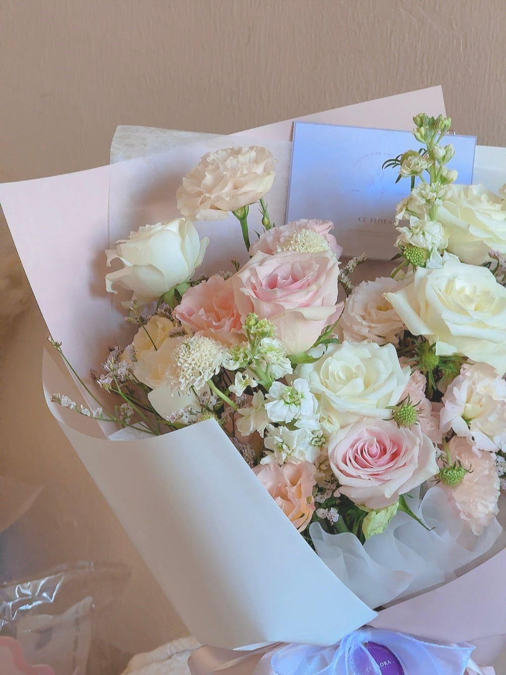 Radiance Pink & White Rose Bouquet (Cat-Safe) by CC Flora – view 2