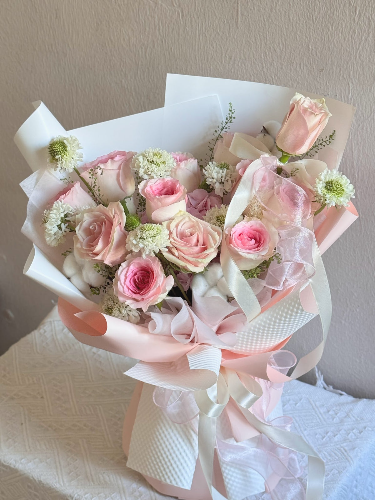 Poème Pink Rose & Hydrangea Bouquet by CC Flora