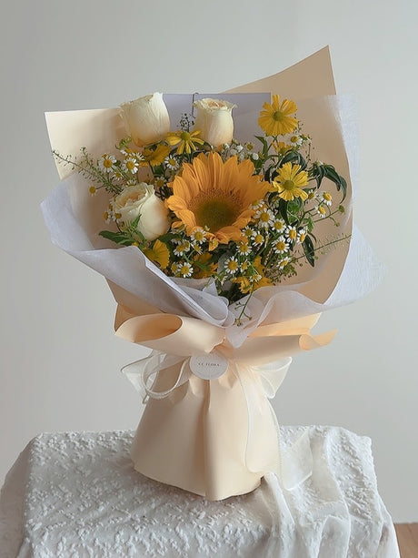 Aurora Sunflower & Chamomile Bouquet by CC Flora