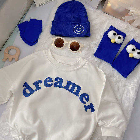 Baby On Fleek baby outfit styling – blue owl 'Dreamer' romper