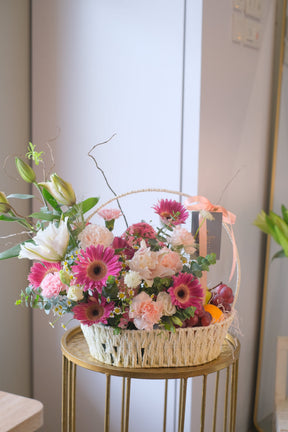 Bubbly Smiles Fruit & Flower Basket by Bamboo Green Florist, Penang
