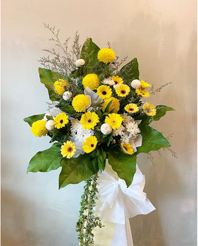 Yellow Petals Condolence Wreath by Bamboo Green Florist, Penang