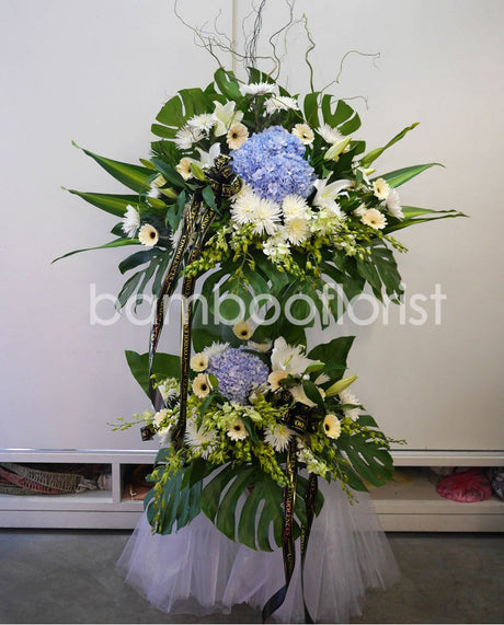 Cloud Wisp Condolence Wreath by Bamboo Green Florist, Penang
