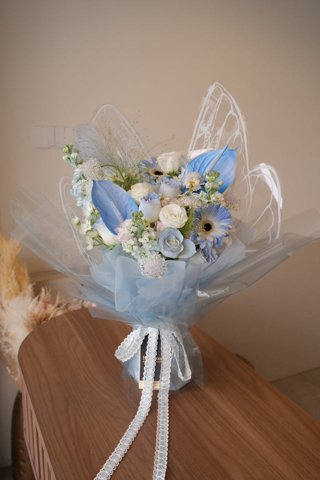 Blue Wings Rose Bouquet by Bamboo Green Florist, Penang