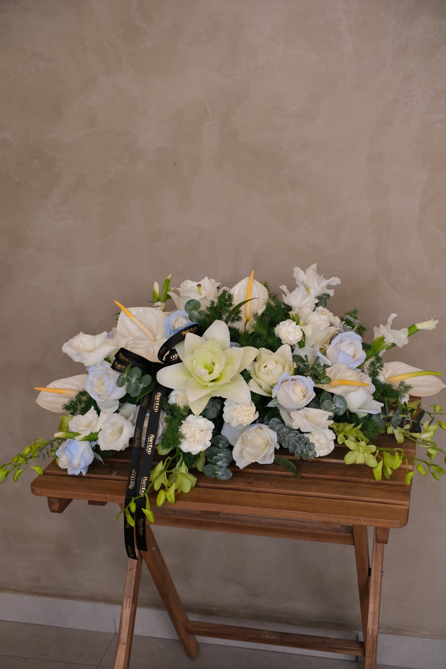 Funeral Casket Spray Condolence Wreath by Bamboo Green Florist, Penang