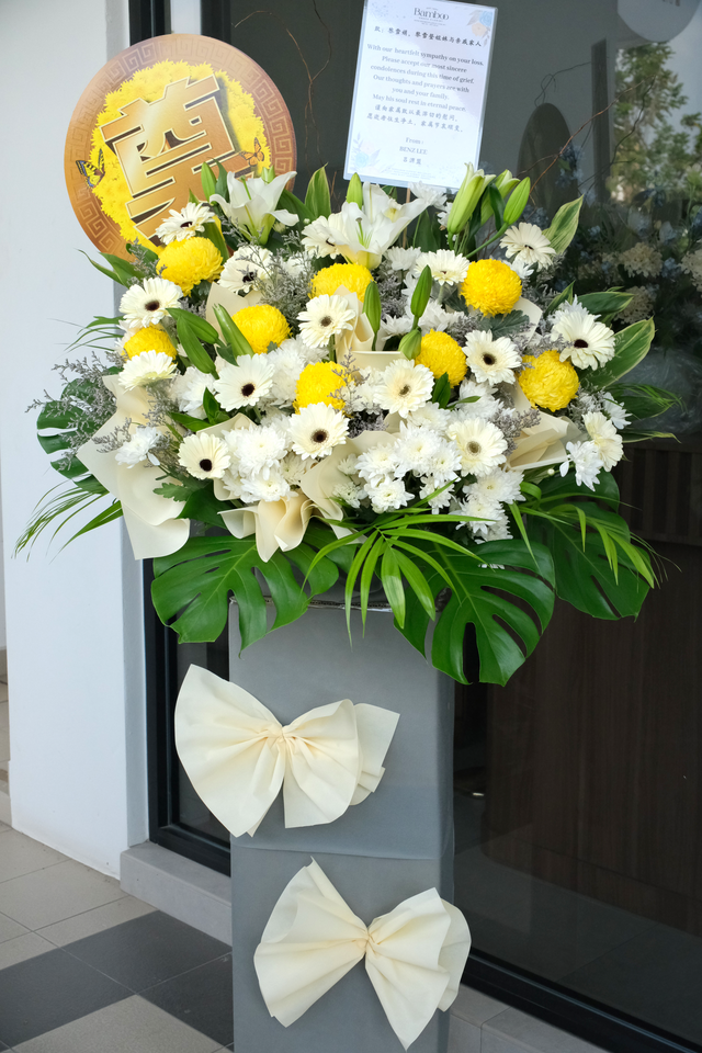 Floweria Condolence Wreath by Bamboo Green Florist, Penang