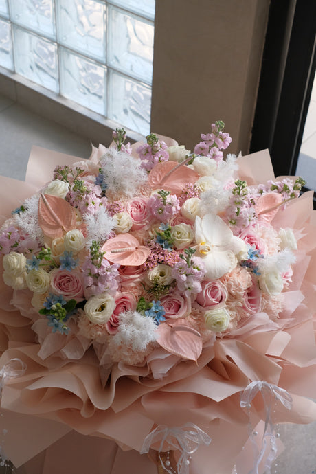 Rose Quartz Rose Bouquet by Bamboo Green Florist, Penang