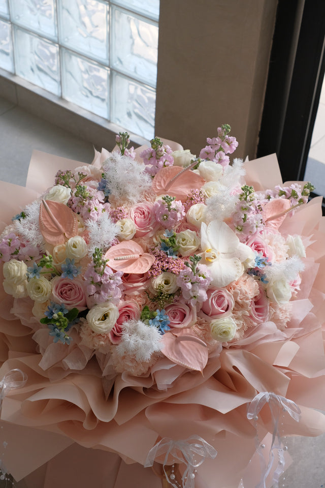 Rose Quartz Rose Bouquet by Bamboo Green Florist, Penang