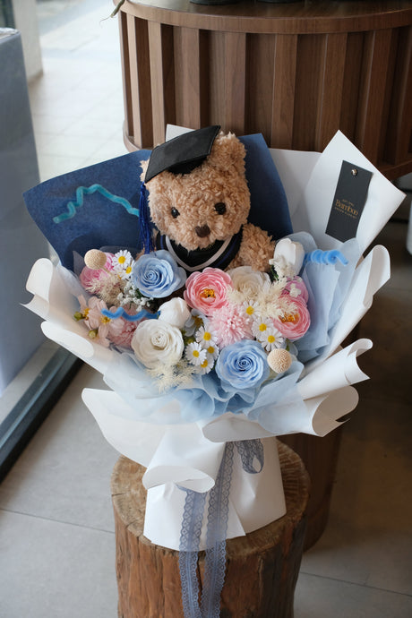 Graduation Blue Soap Flowers Bouquet by Bamboo Green Florist, Penang, photo 2