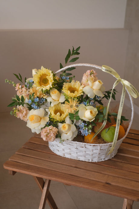 Flowers & Fruits - Choice of The Day Fruit & Flower Basket by Bamboo Green Florist, Penang