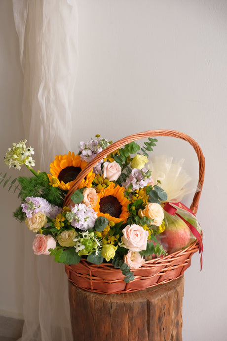 Halcyon Fruit & Flower Basket by Bamboo Green Florist, Penang, photo 2